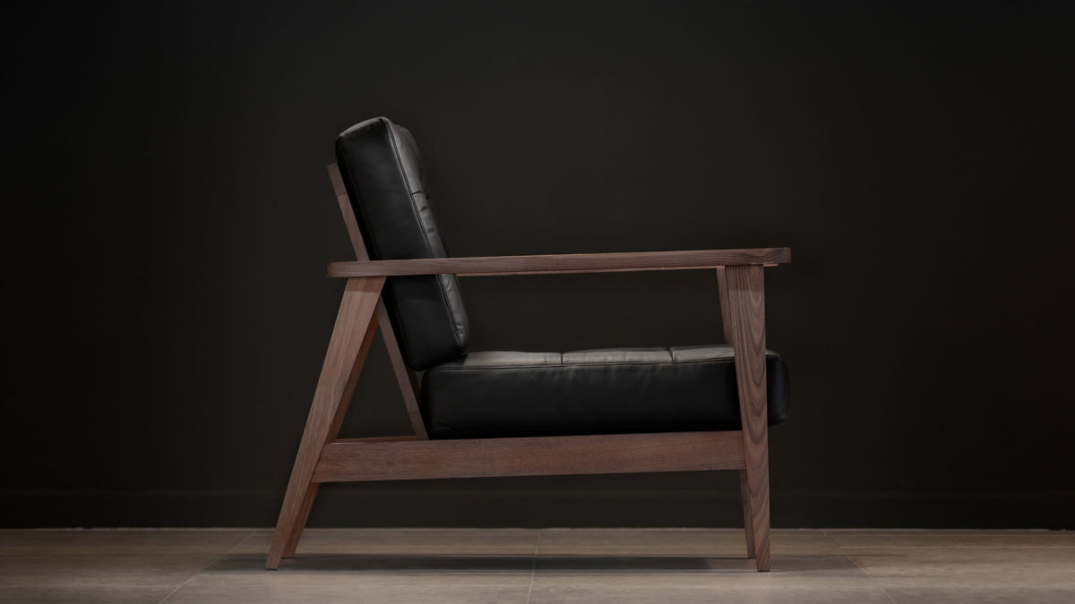 The Mid-Century Show Wood Armchair, Black Leather