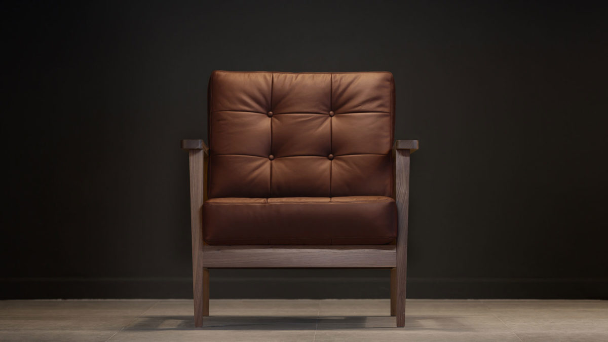 The Mid-Century Show Wood Armchair, Brown Leather