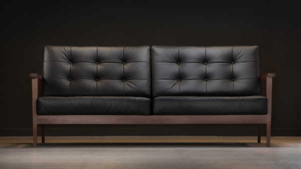 The Mid Century Show Wood Sofa Black, Black Leather And Wood Sofa