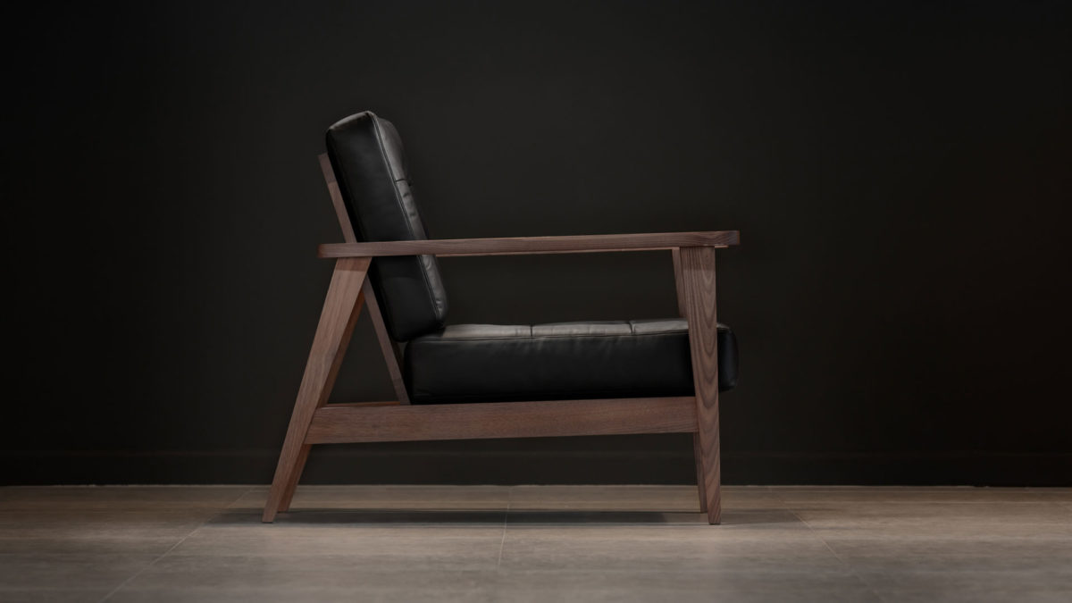 The Mid-Century Show Wood Armchair, Black Leather