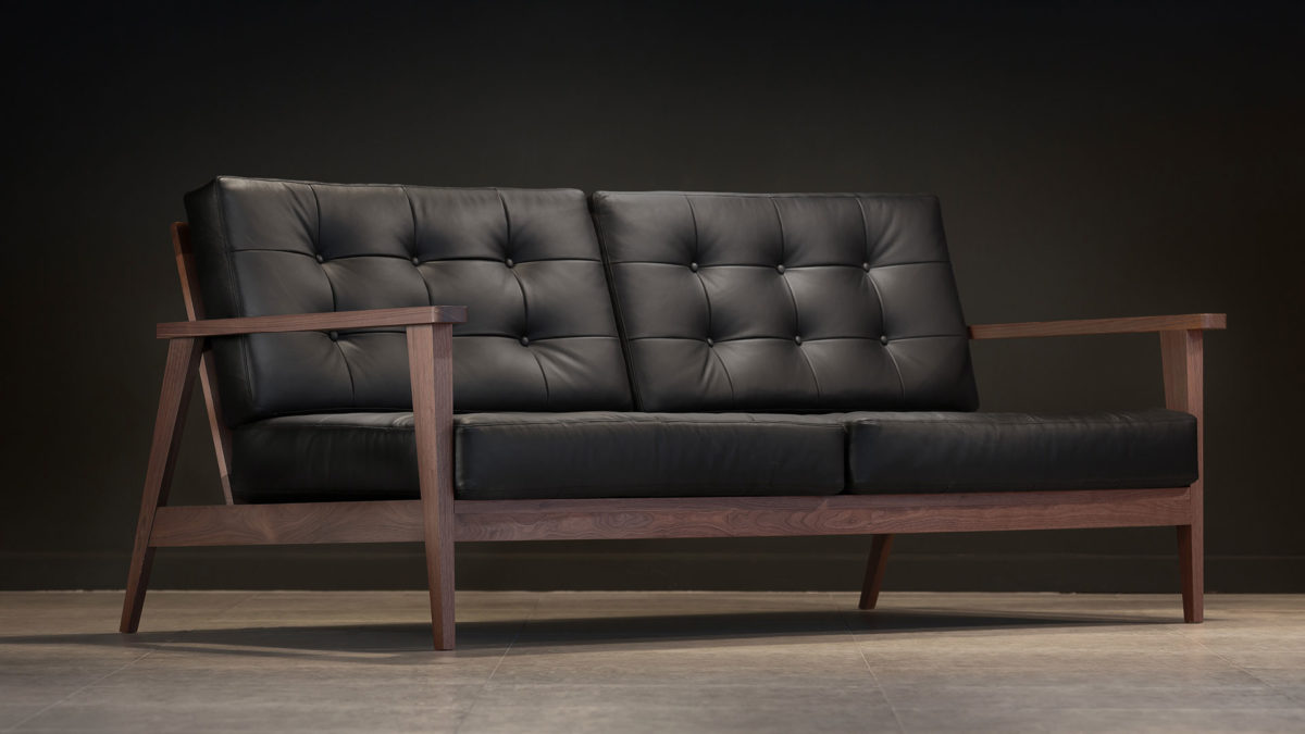 The Mid-Century Show Wood, Black Leather