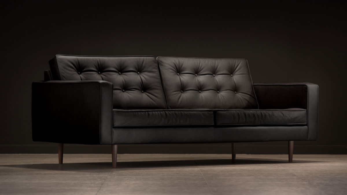 The Square Arm Sofa, Black Leather