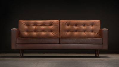 The Square Arm Sofa, Brown Leather